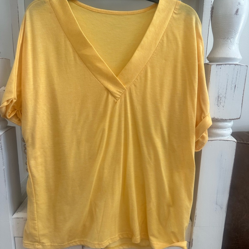 Yellow V-Neck Women's Top